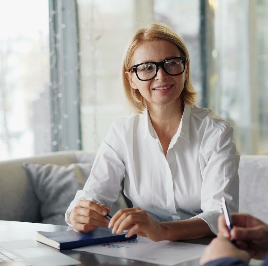 Adviser with client